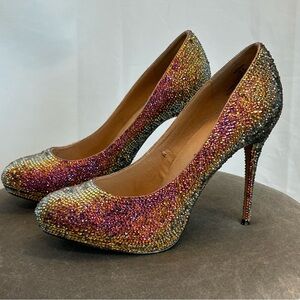Just fab multicoloured crystal rhinestone embellished Marian high heel pumps 9